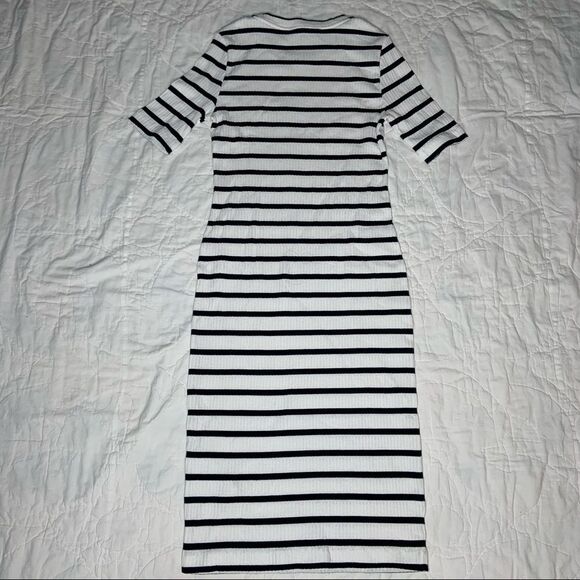 Sz XS Banana Republic White Striped Ribbed Dress - Picture 4 of 9
